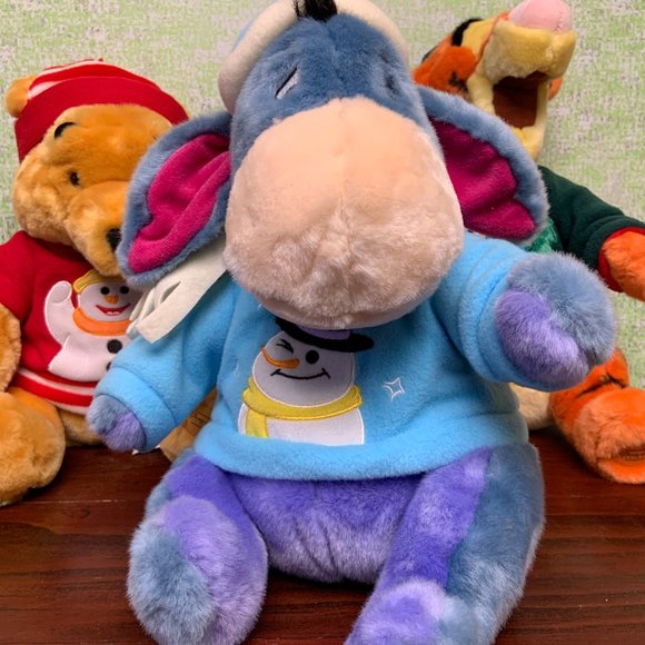 Disney Store Exclusive Christmas Holiday Winnie the Pooh Plush Toys Set of 3 - Picture 4 of 12